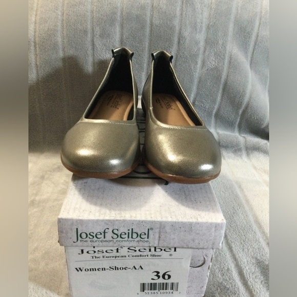 Josef Seibel Women's Gold Pebbled Leather Ballerina Flats EU 36 US 5  to 5.5 - Picture 3 of 12